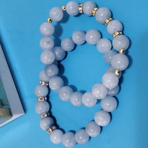 100% Natural Aquamarine Semi Precious 10MM BRACELET - Picture 4 of 5